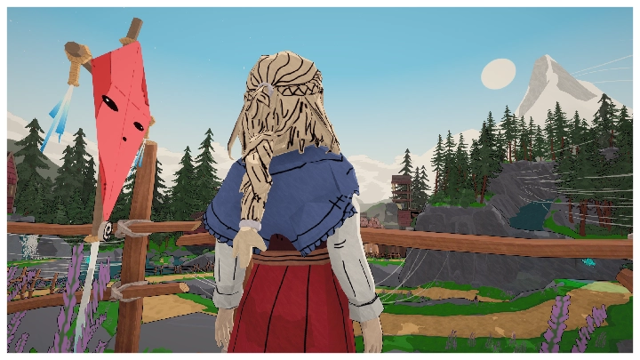 A girl and her kite looking out over the Northgale landscape.